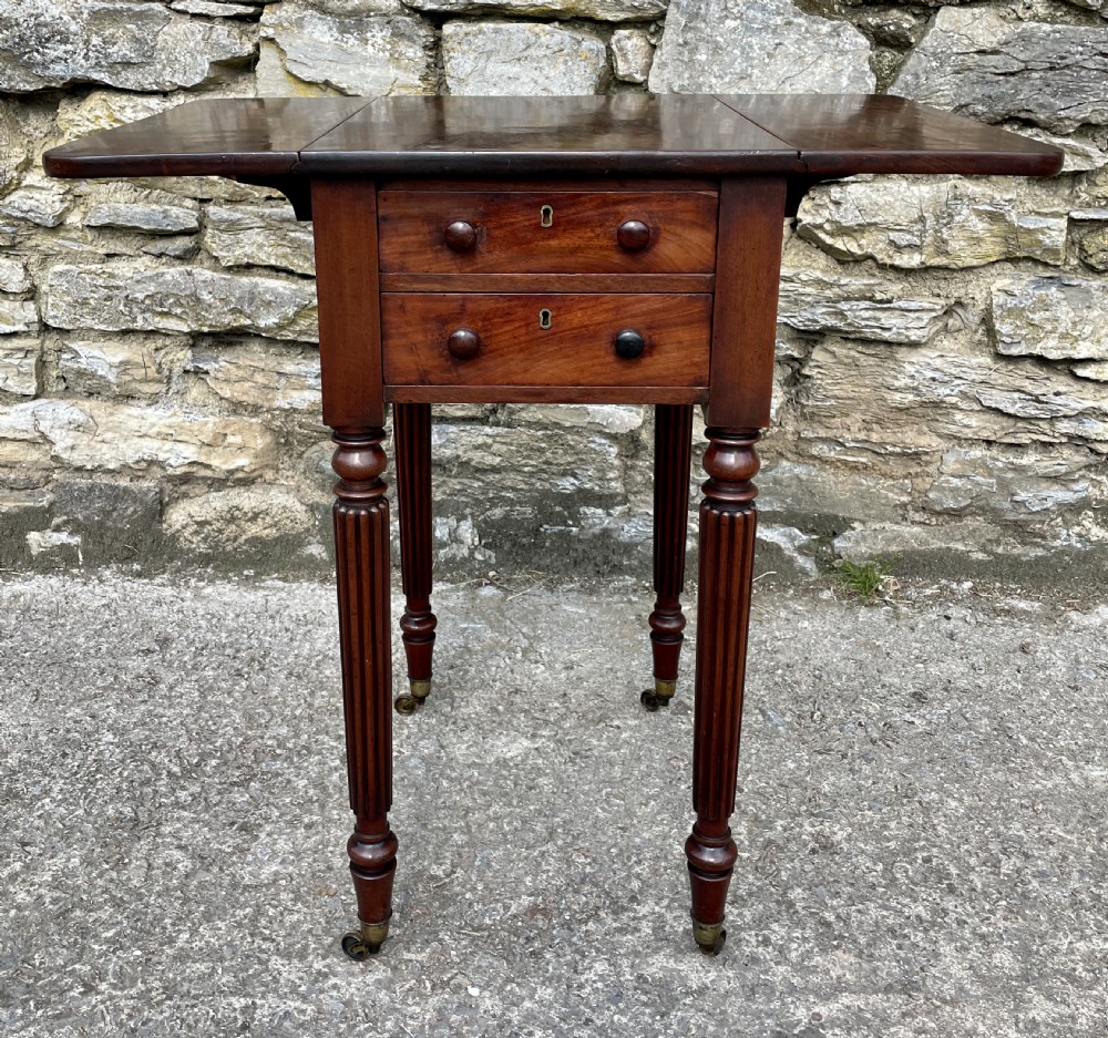 Regency Plum Pudding Mahogany Drop Flap Work Table View XVII
