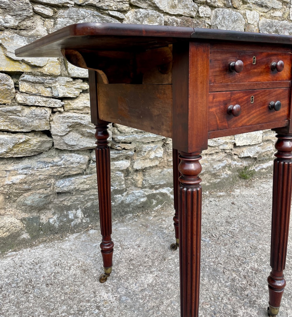 Regency Plum Pudding Mahogany Drop Flap Work Table View XVIII