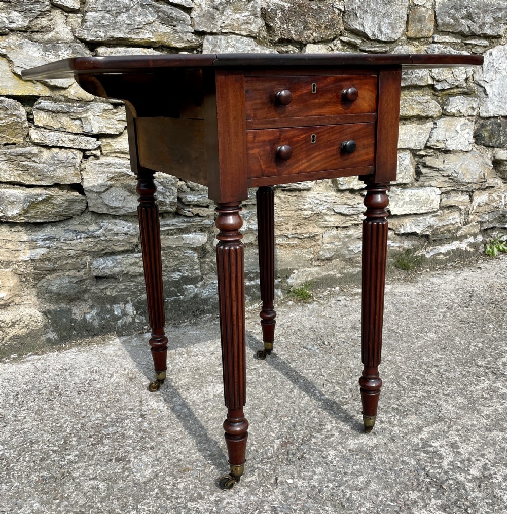 Regency Plum Pudding Mahogany Drop Flap Work Table View XXI