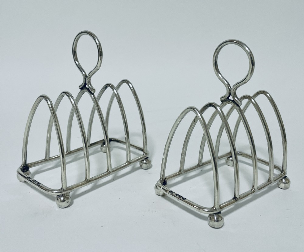 Pair of Antique Silver Toast Racks