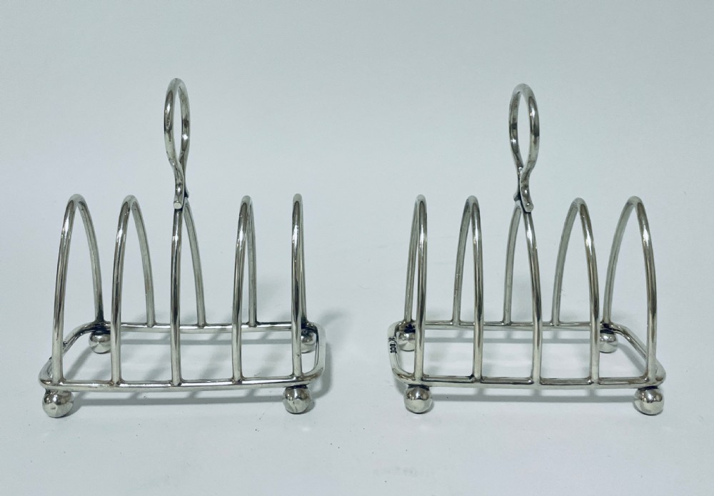 Pair of Antique Silver Toast Racks View III