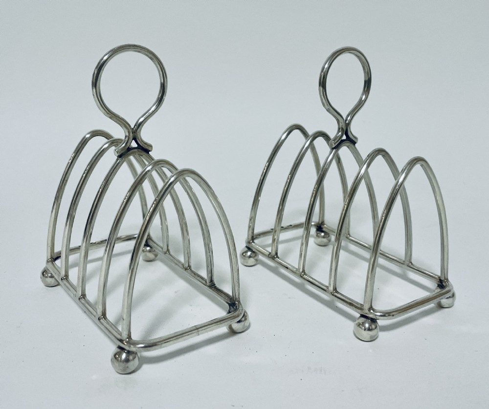Pair of Antique Silver Toast Racks View V
