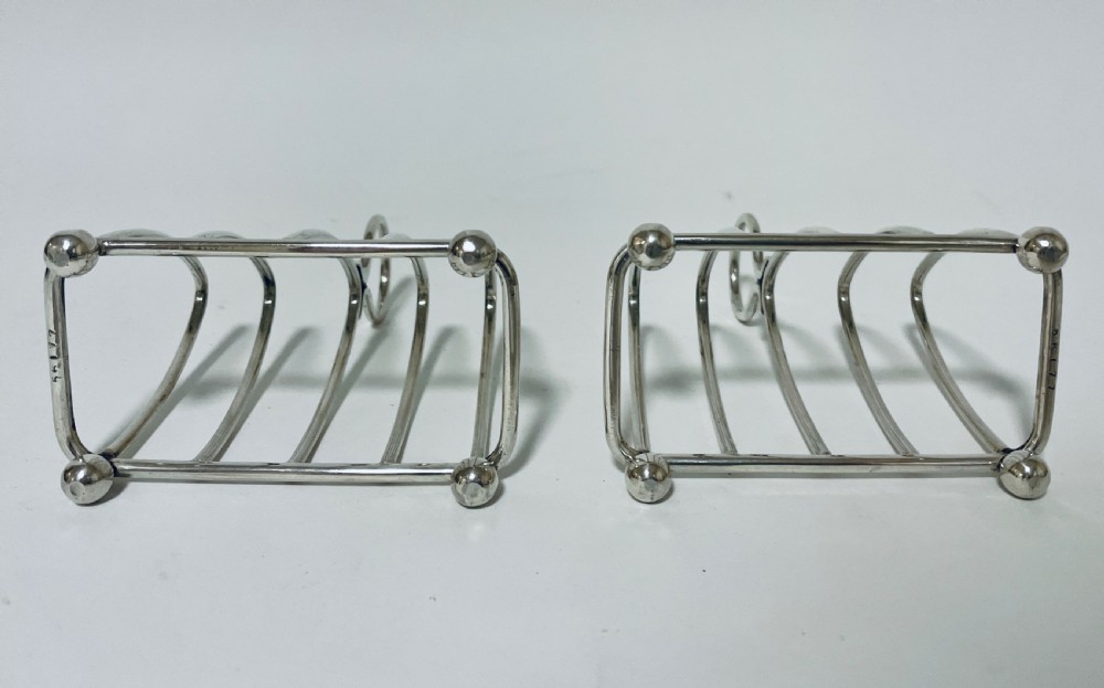 Pair of Antique Silver Toast Racks View X