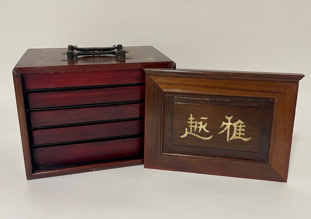 Vintage Bone & Bamboo Mahjong Set View X