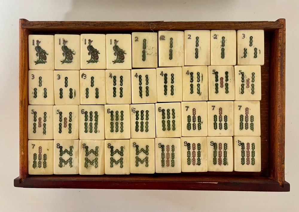 Vintage Bone & Bamboo Mahjong Set View XV