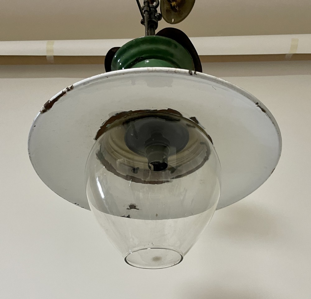 Antique Enamel Railway Station Pendant View IV