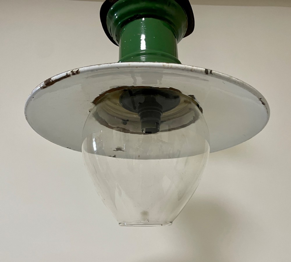 Antique Enamel Railway Station Pendant View V