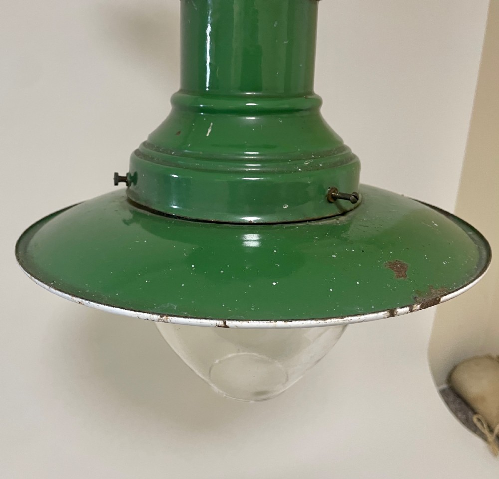 Antique Enamel Railway Station Pendant View IX