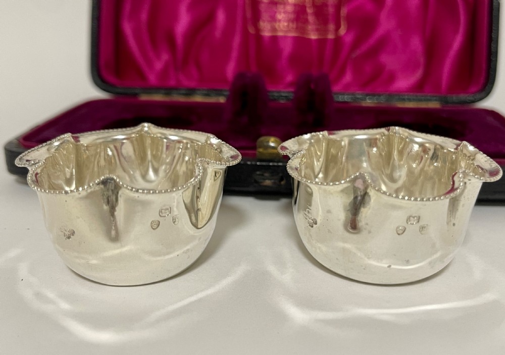 Victorian Silver Salts in Box View VIII
