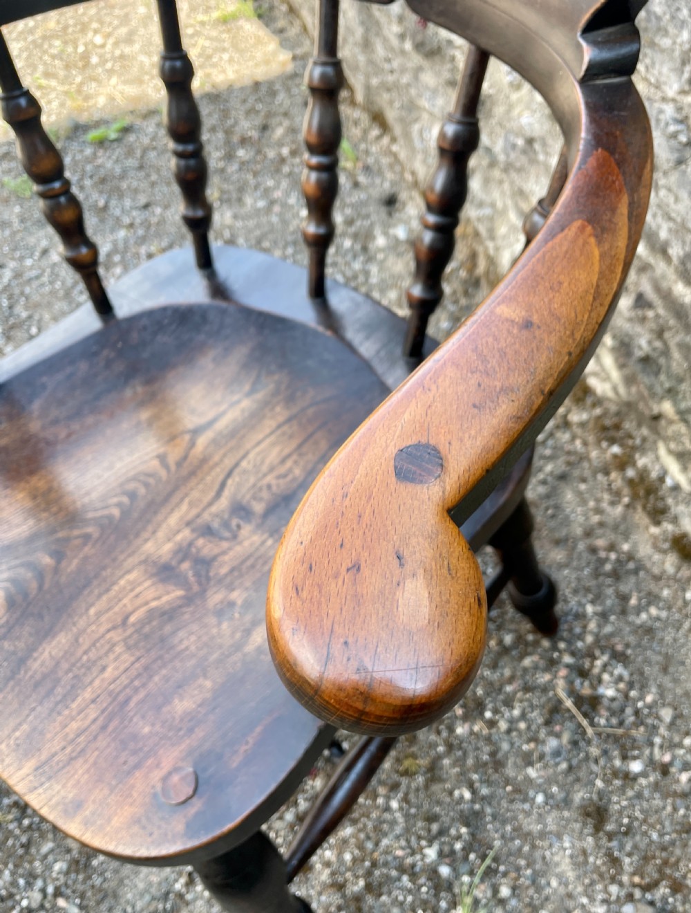 Antique Elm Captains Chair View XIII