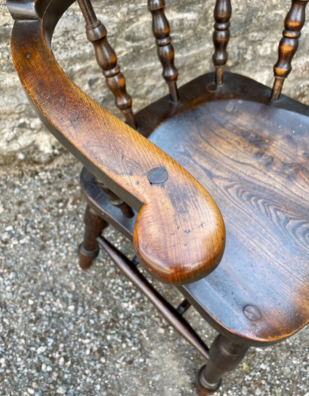 Antique Elm Captains Chair View XXI