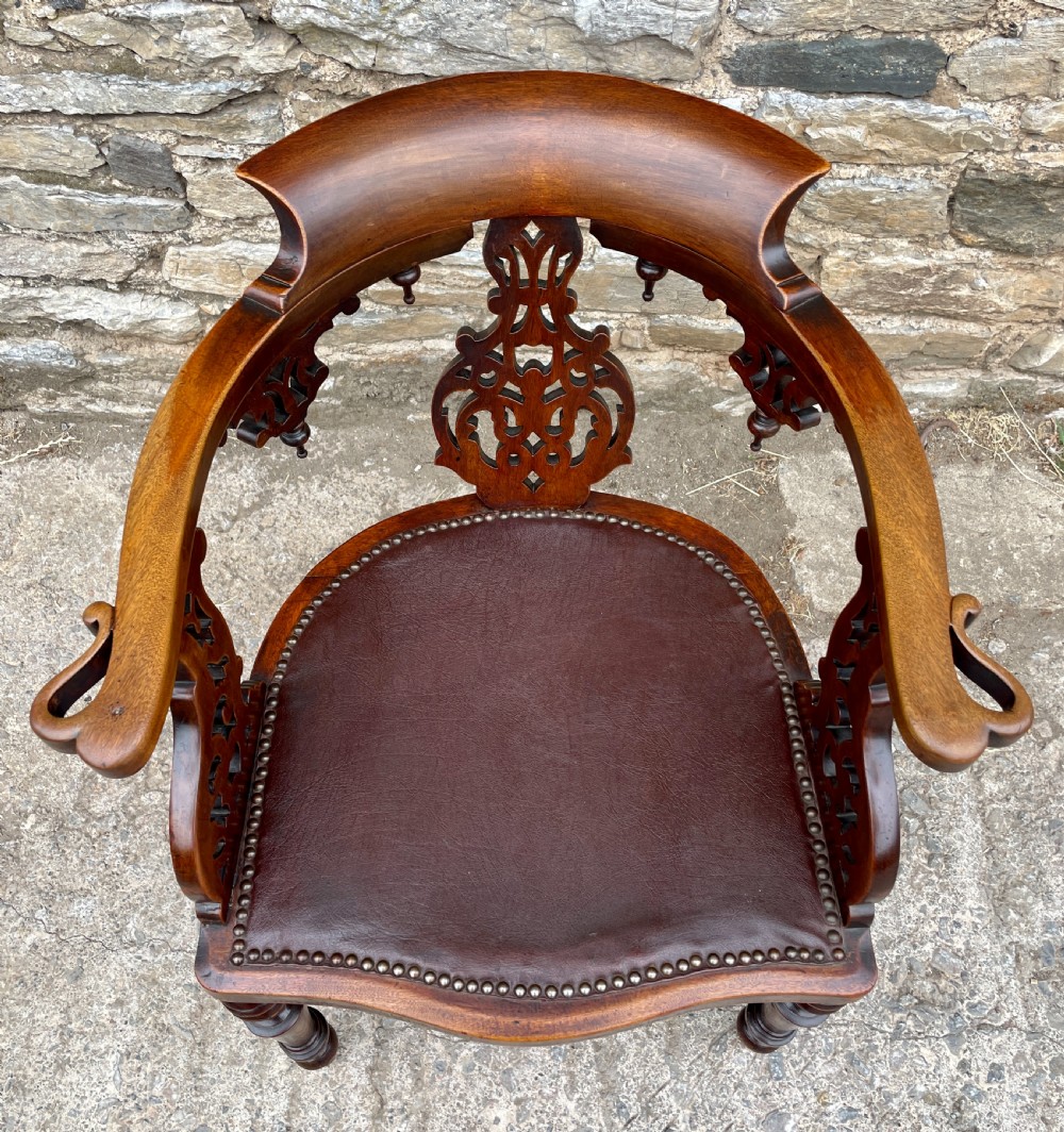 Unusual Victorian Mahogany Desk Chair View IV