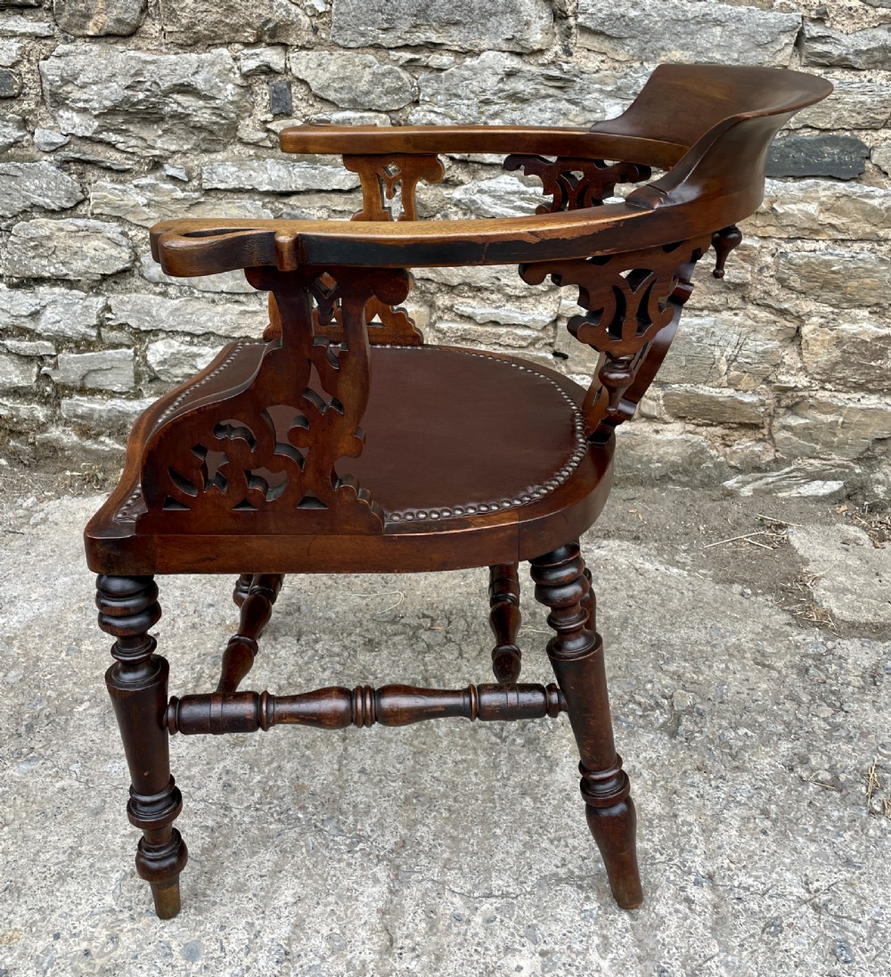 Unusual Victorian Mahogany Desk Chair View VI