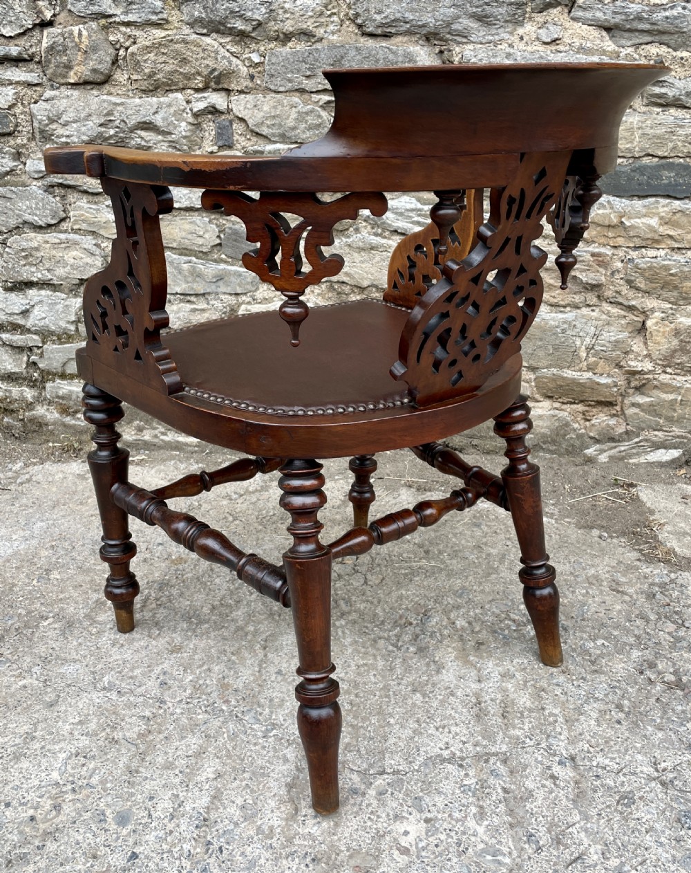 Unusual Victorian Mahogany Desk Chair View VII