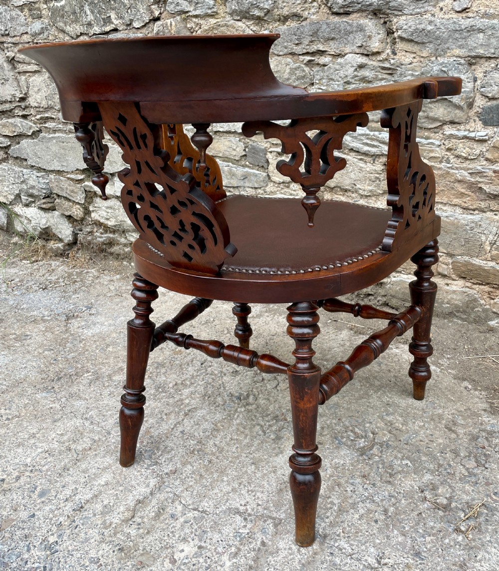 Unusual Victorian Mahogany Desk Chair View XI