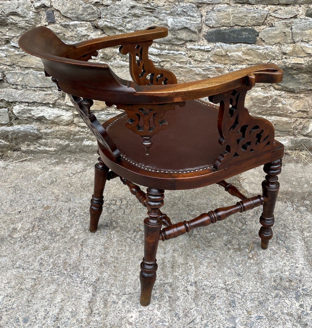 Unusual Victorian Mahogany Desk Chair View XII