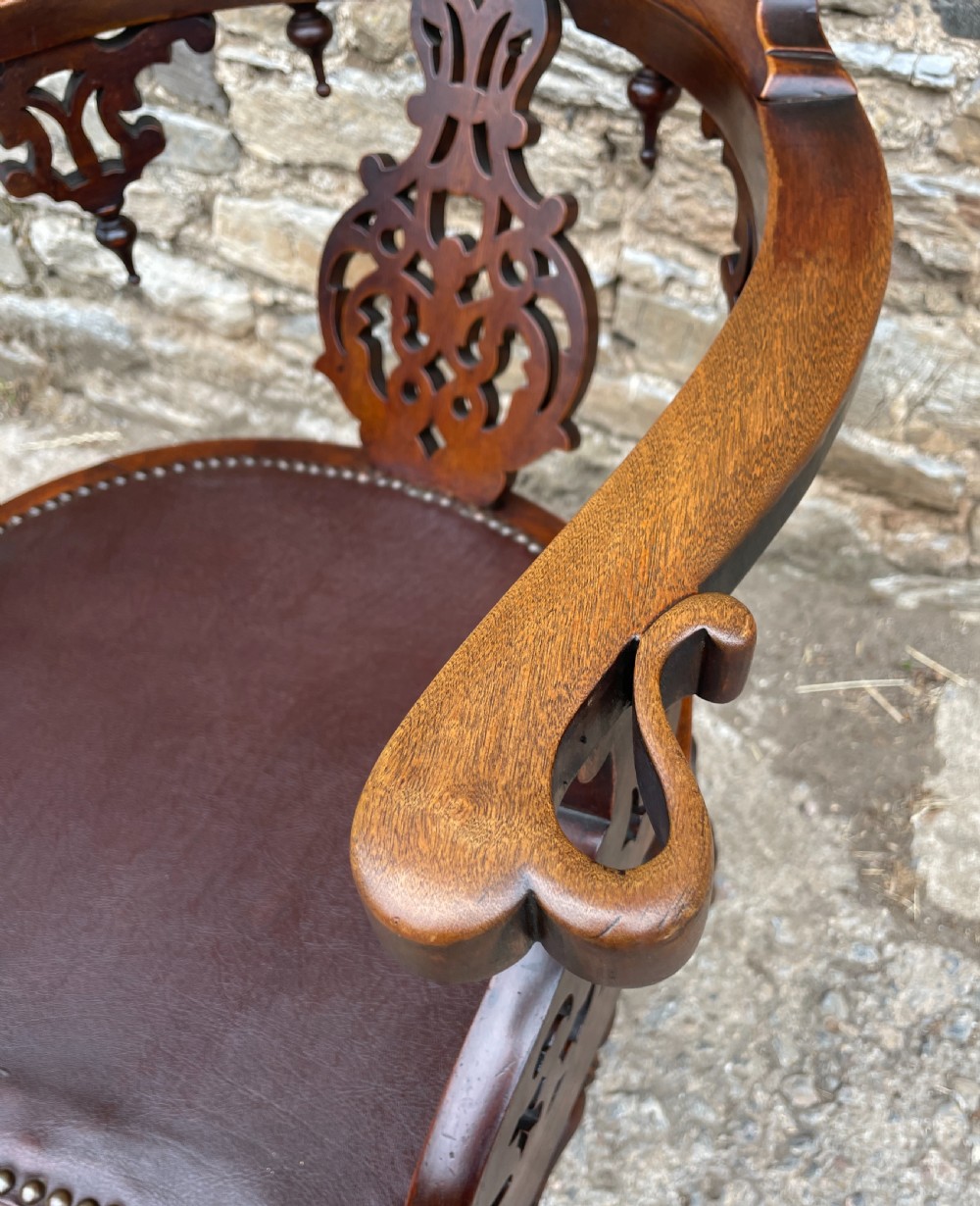 Unusual Victorian Mahogany Desk Chair View XIII