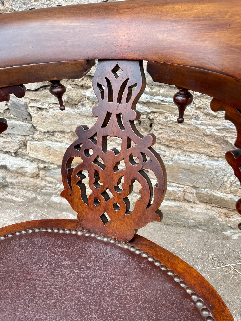 Unusual Victorian Mahogany Desk Chair View XVI