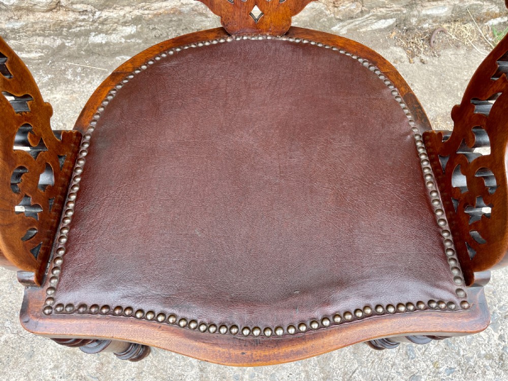 Unusual Victorian Mahogany Desk Chair View XVII