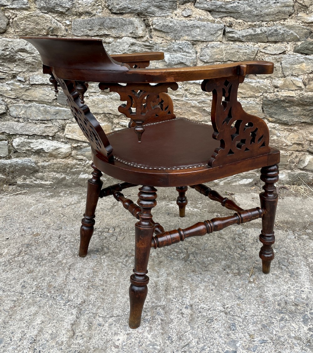 Unusual Victorian Mahogany Desk Chair View XIX