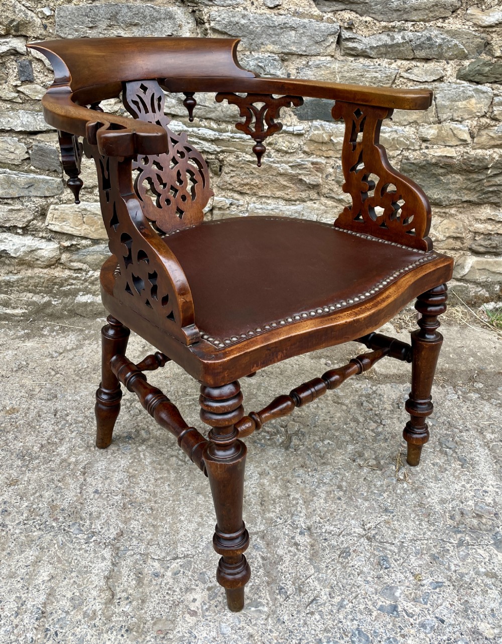 Unusual Victorian Mahogany Desk Chair View XX