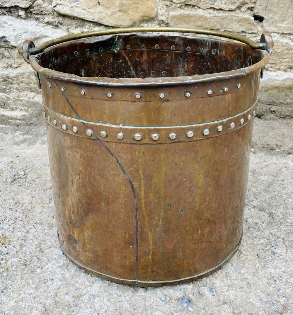 Antique Riveted Copper Bucket