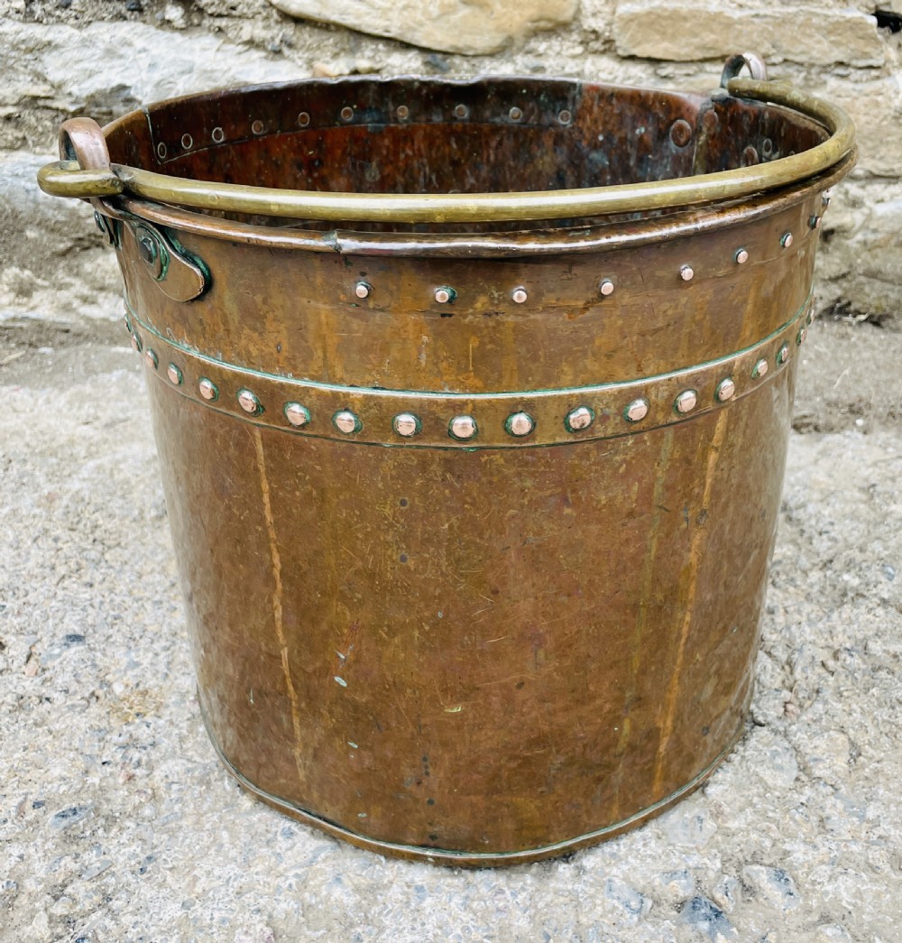 Antique Riveted Copper Bucket View IV