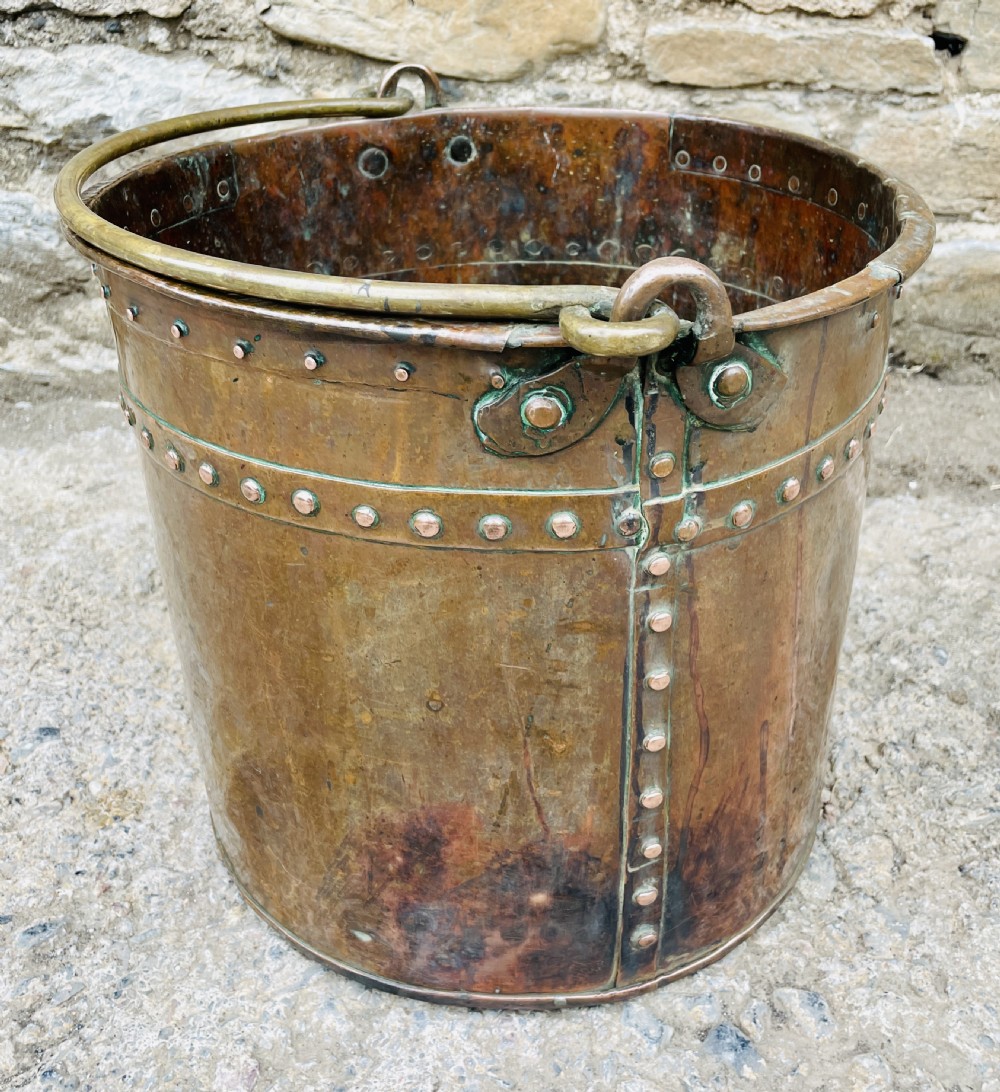 Antique Riveted Copper Bucket View VII