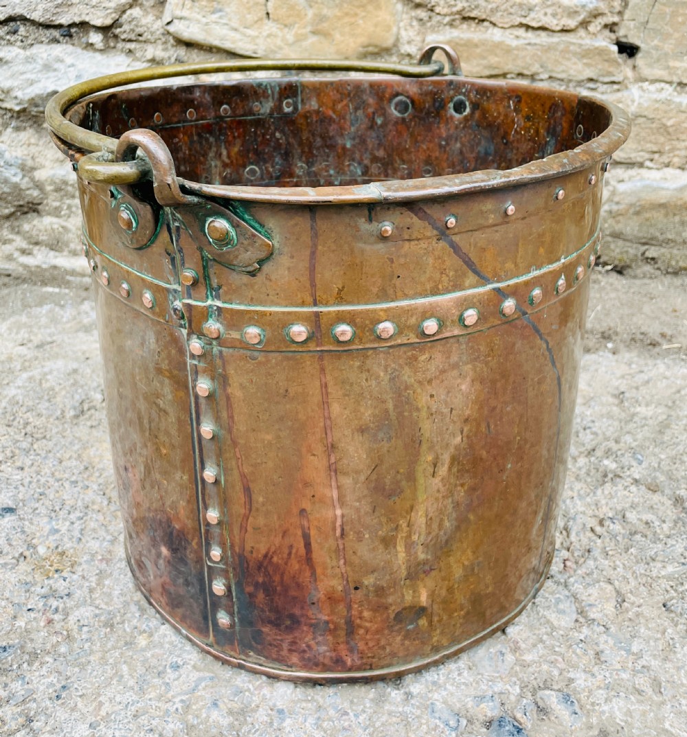 Antique Riveted Copper Bucket View VIII