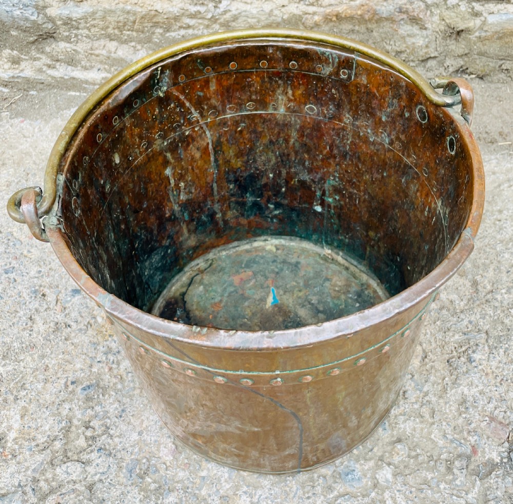 Antique Riveted Copper Bucket View IX