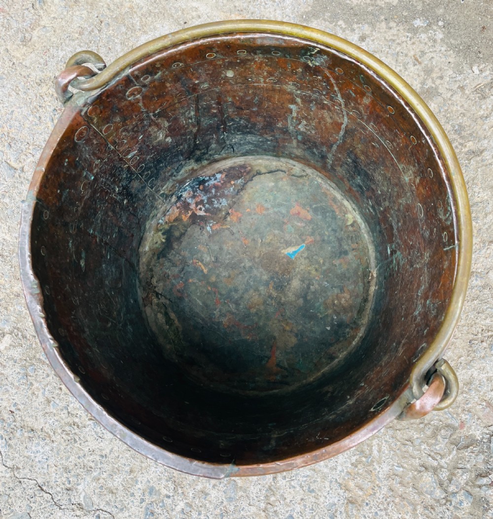 Antique Riveted Copper Bucket View XI