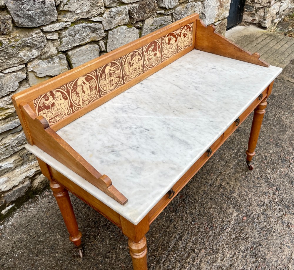 Aesthetic Movement Ash Washstand with Marble Top View VIII