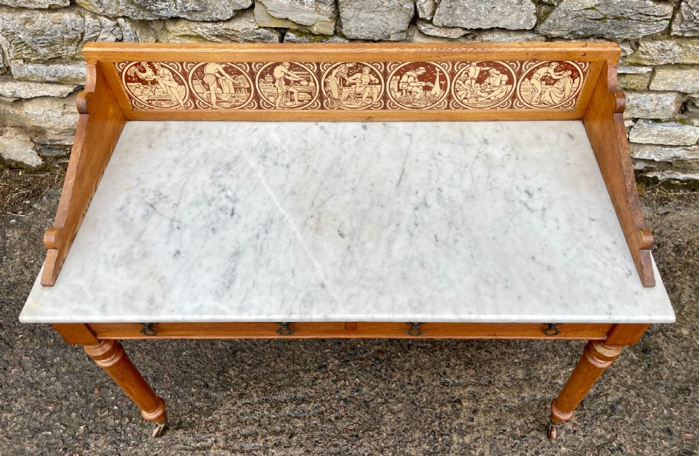 Aesthetic Movement Ash Washstand with Marble Top View IX