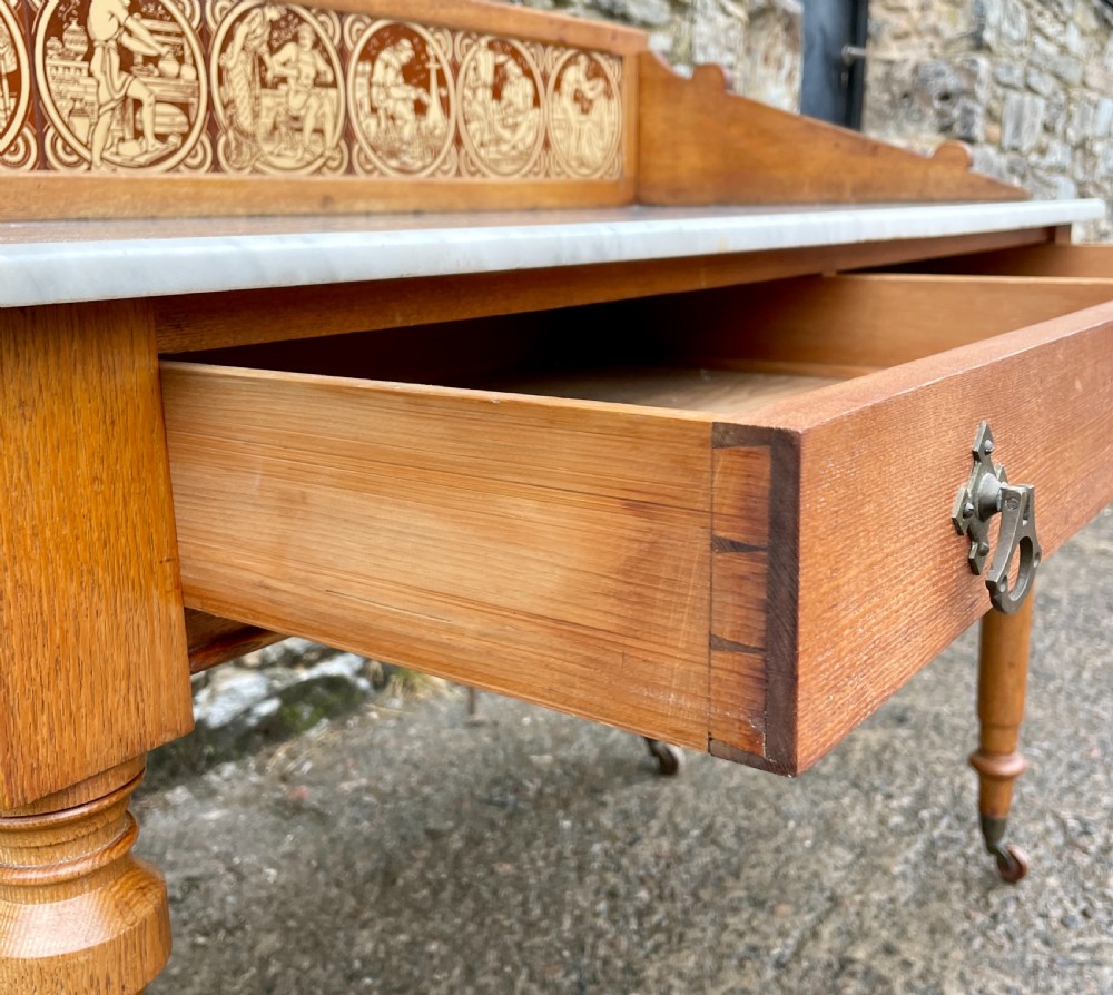 Aesthetic Movement Ash Washstand with Marble Top View XI