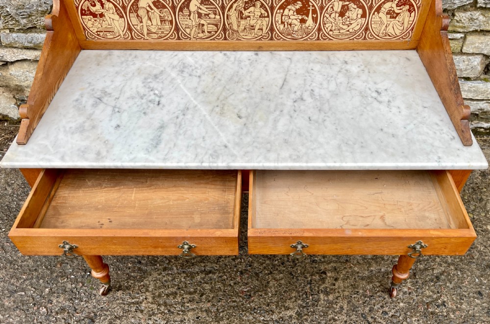 Aesthetic Movement Ash Washstand with Marble Top View XIV
