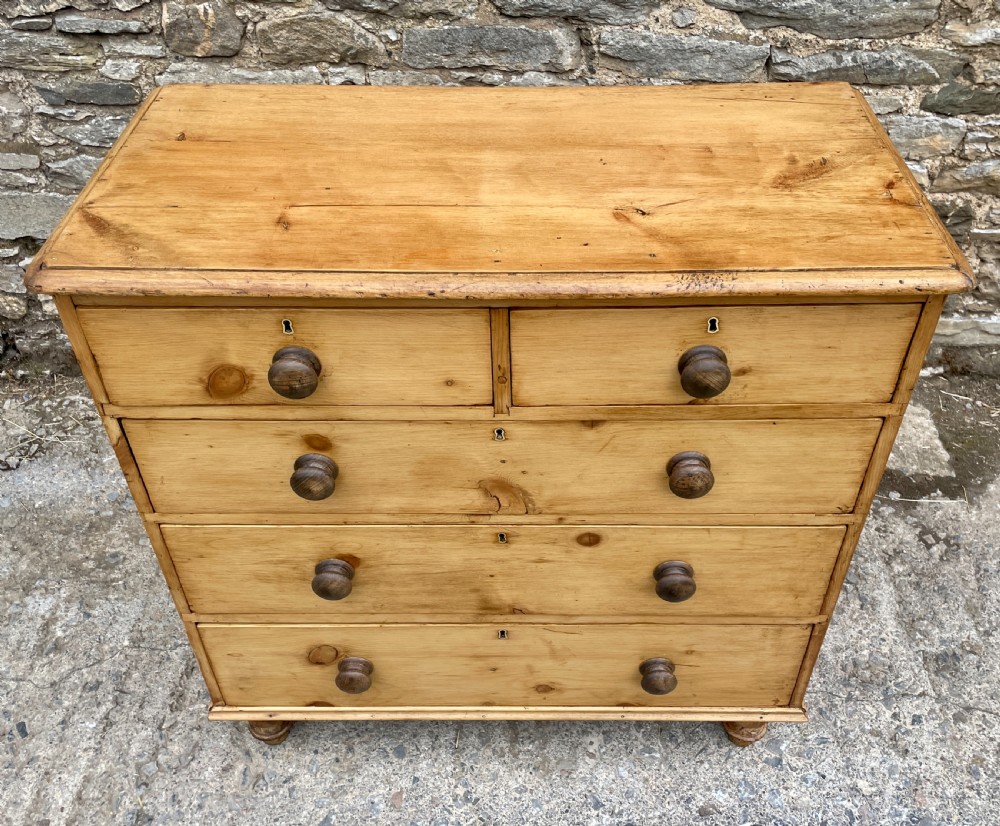 Antique Stripped Pine Chest of Drawers View III