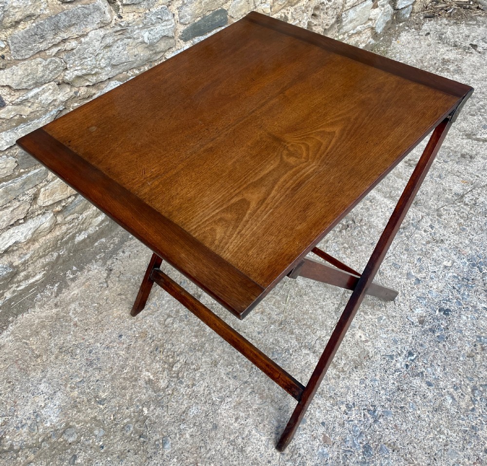 Rare Folding Mahogany Campaign Table View III