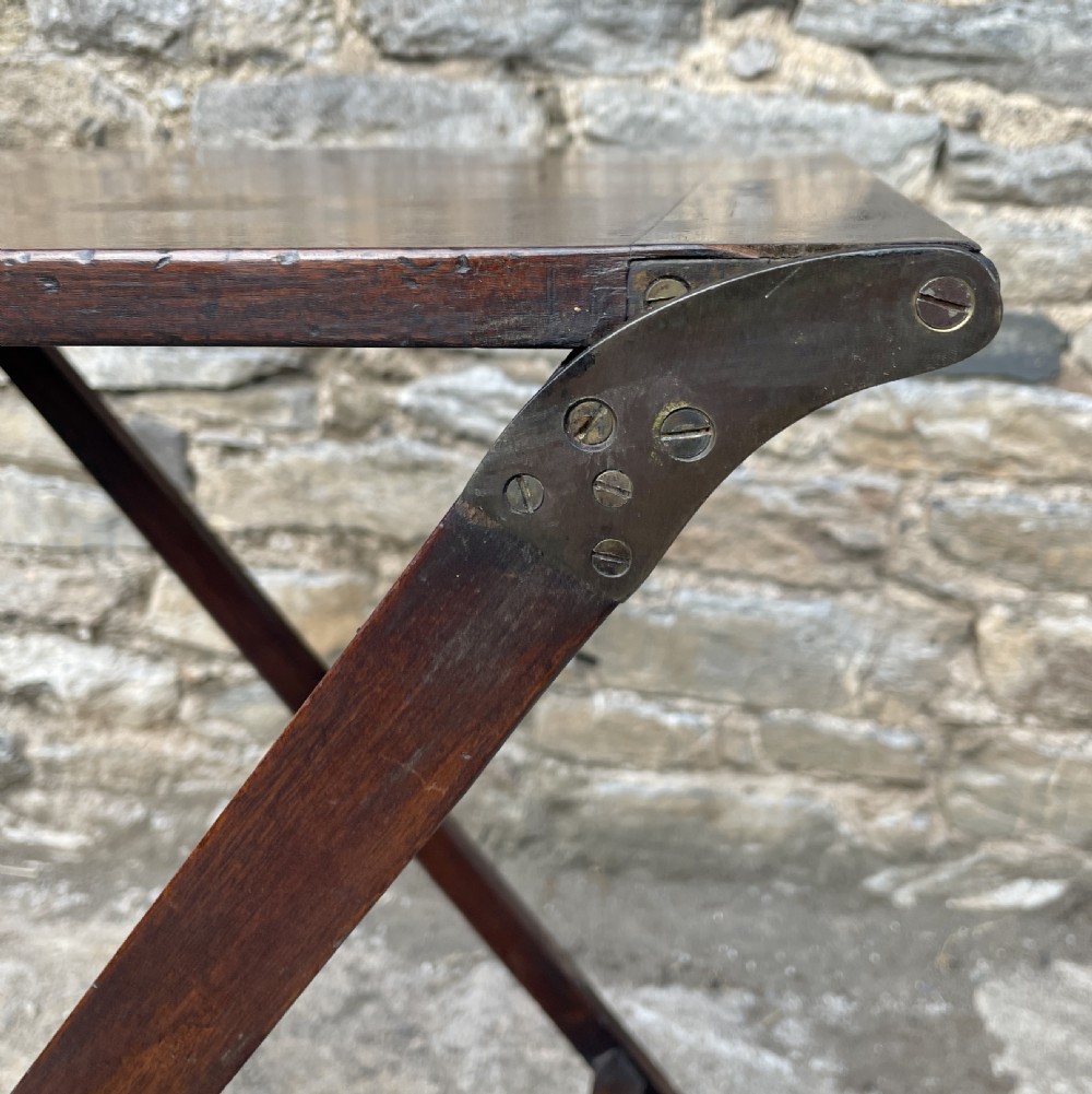 Rare Folding Mahogany Campaign Table View VI