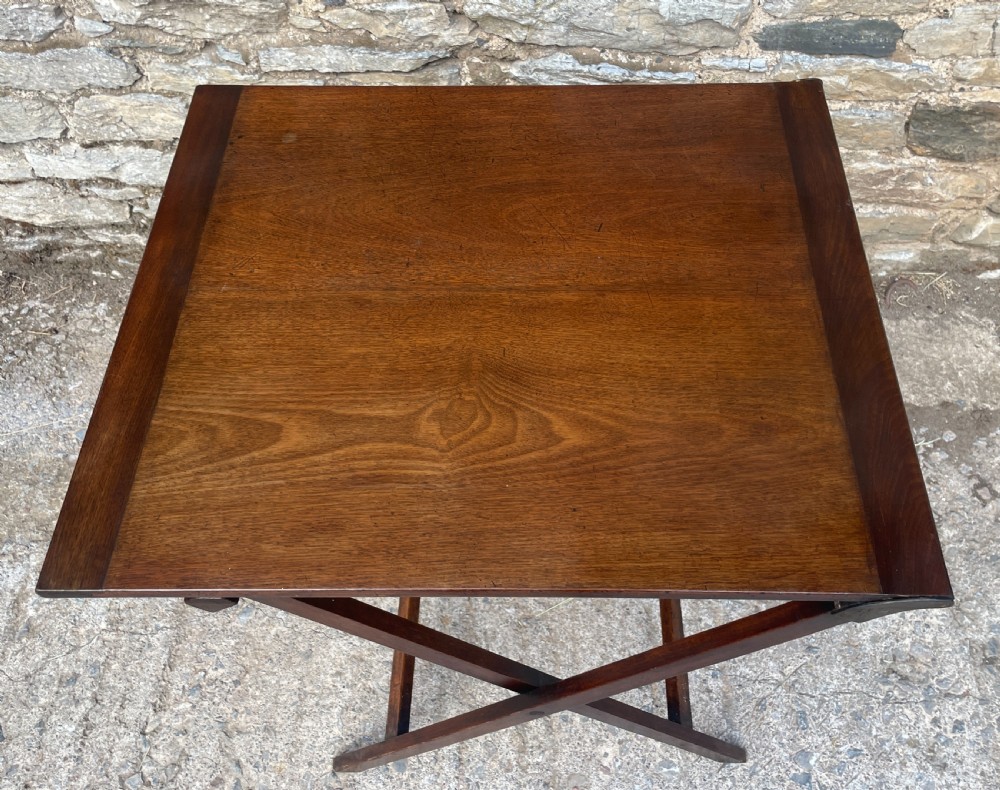 Rare Folding Mahogany Campaign Table View XVIII