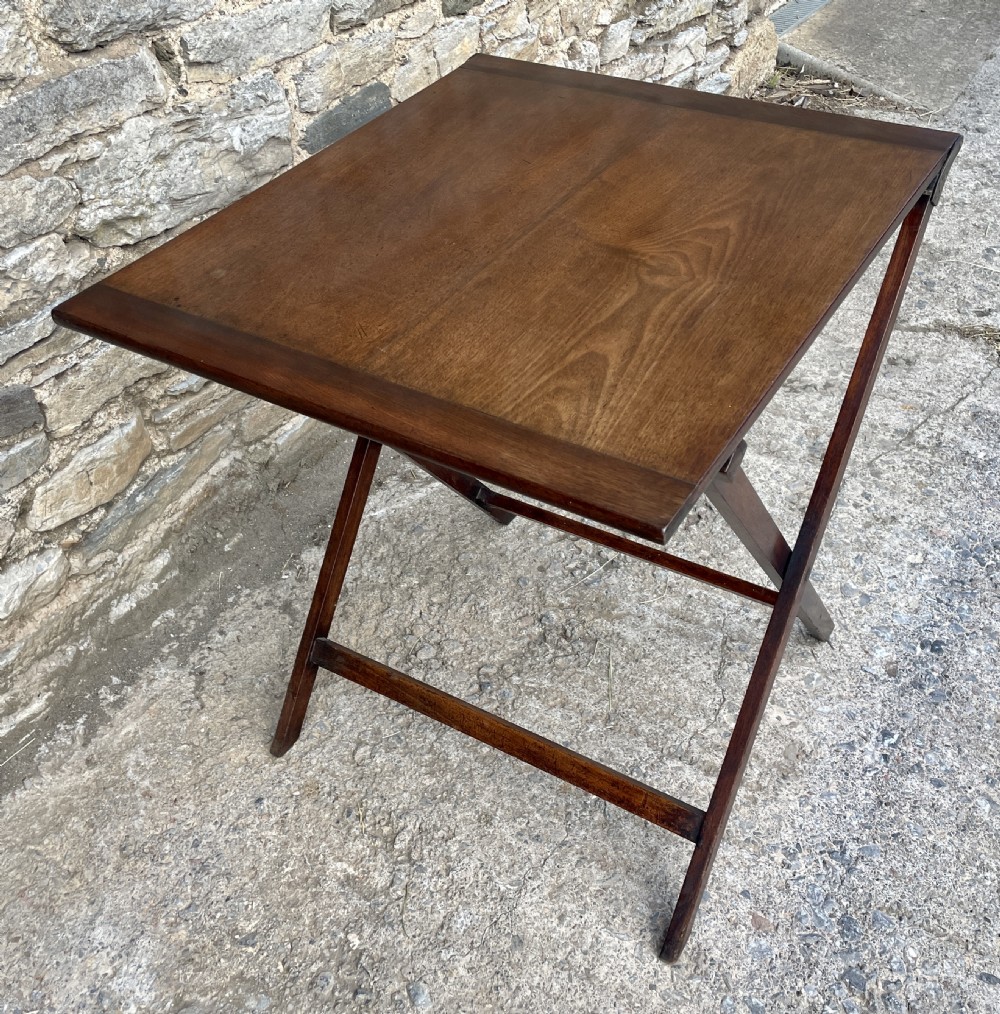 Rare Folding Mahogany Campaign Table View XIX