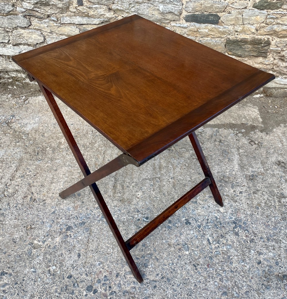 Rare Folding Mahogany Campaign Table View XX