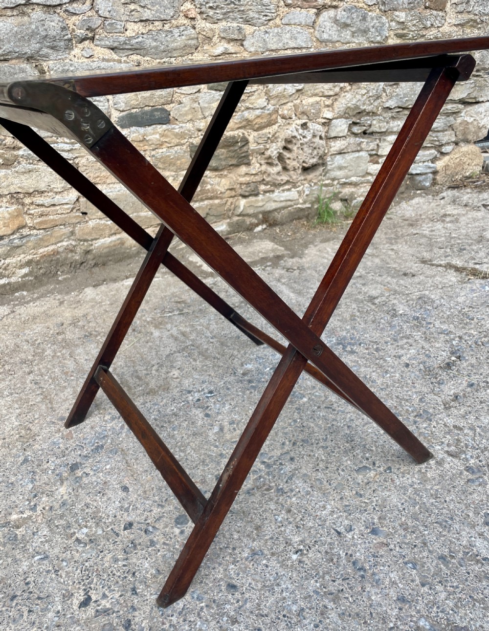 Rare Folding Mahogany Campaign Table View XXIII