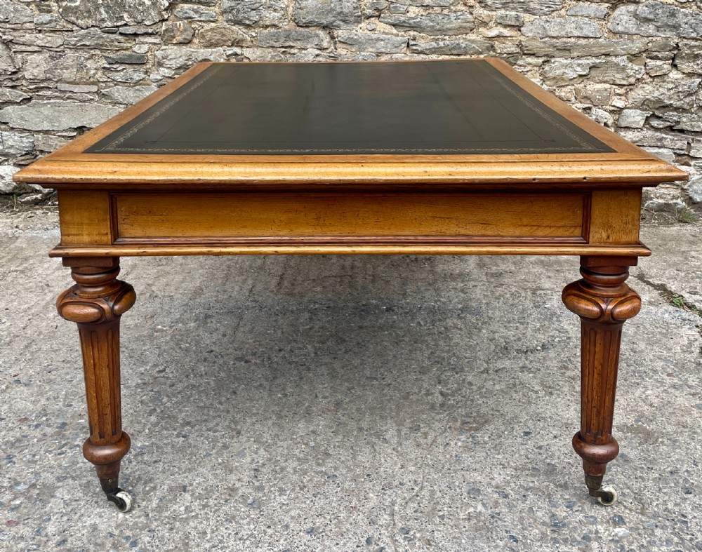 Victorian Golden Oak Partners Library Desk View XIV