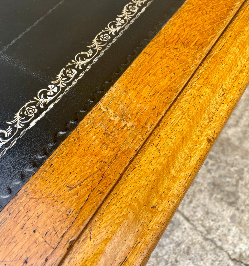 Victorian Golden Oak Partners Library Desk View XXVIII