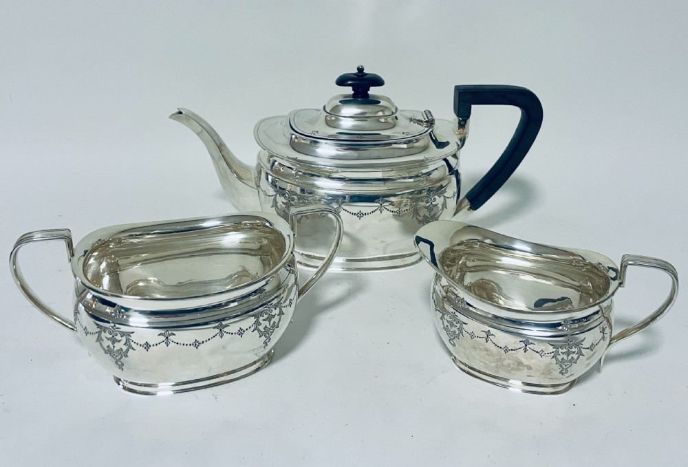Antique Three Piece Silver Tea Set