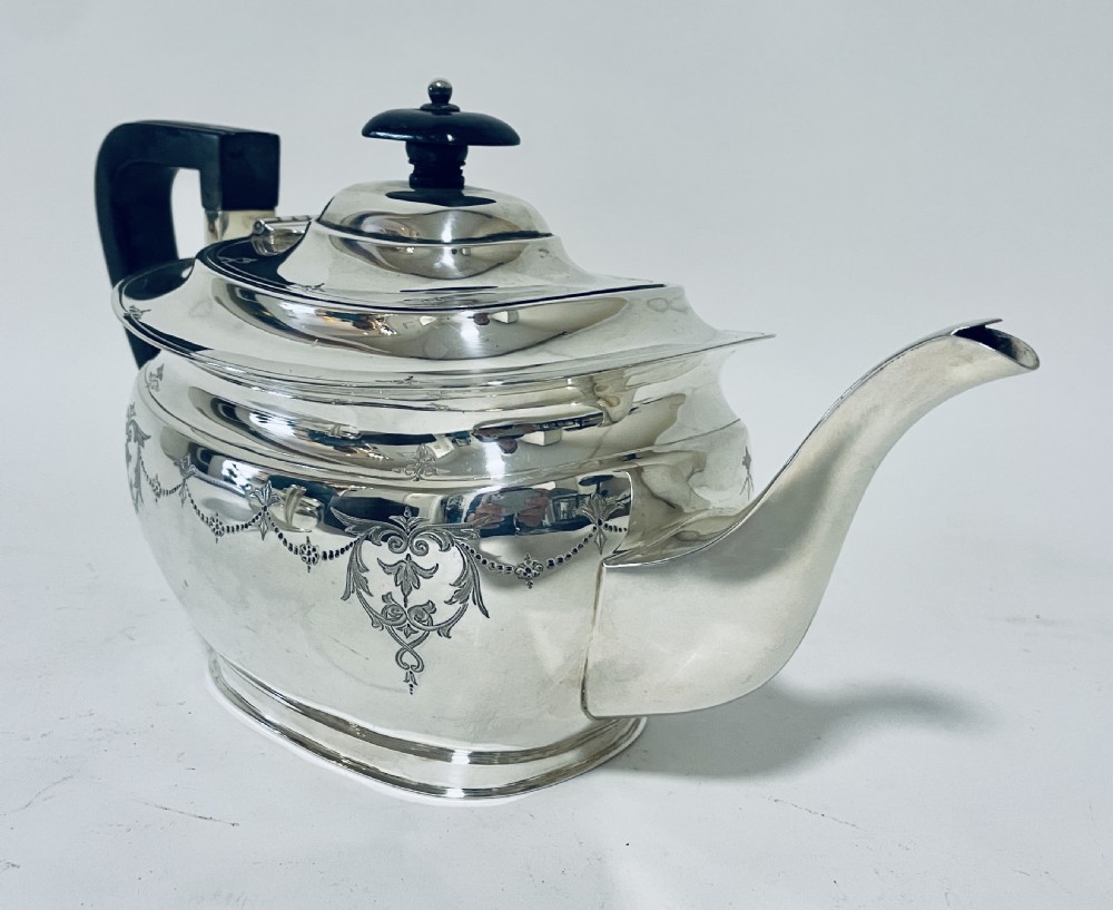 Antique Three Piece Silver Tea Set View VI