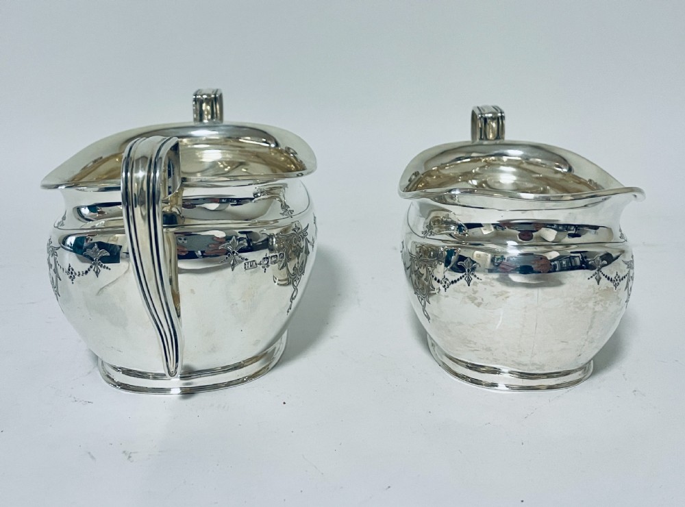 Antique Three Piece Silver Tea Set View VIII