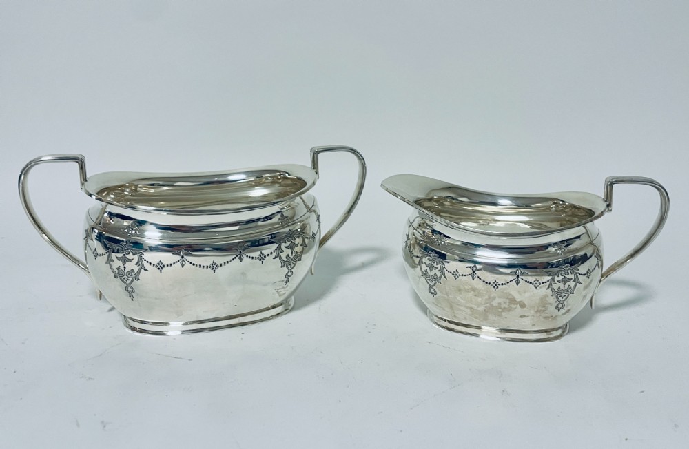 Antique Three Piece Silver Tea Set View XIII