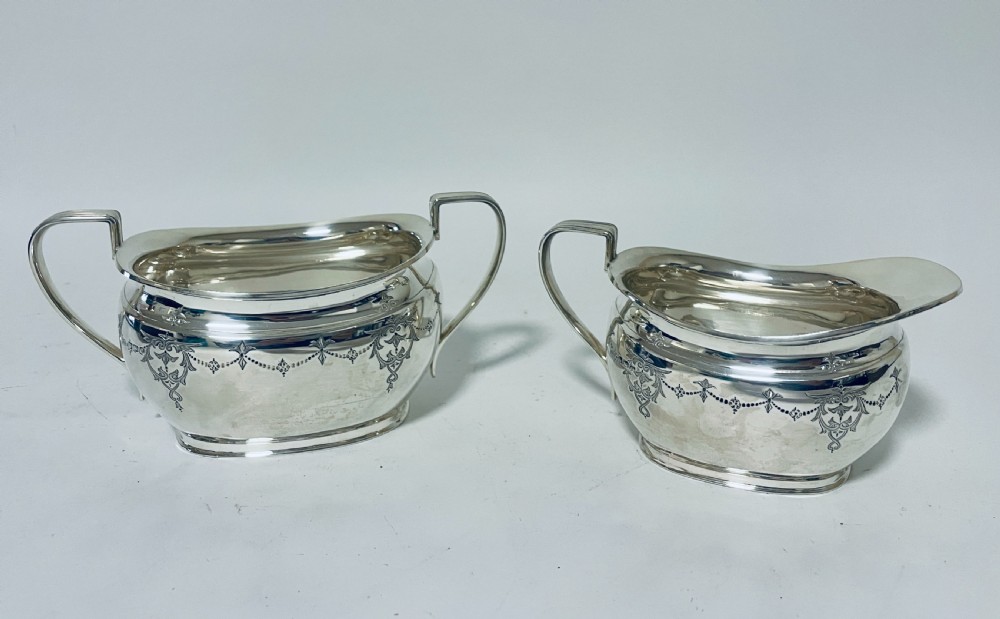 Antique Three Piece Silver Tea Set View XIV