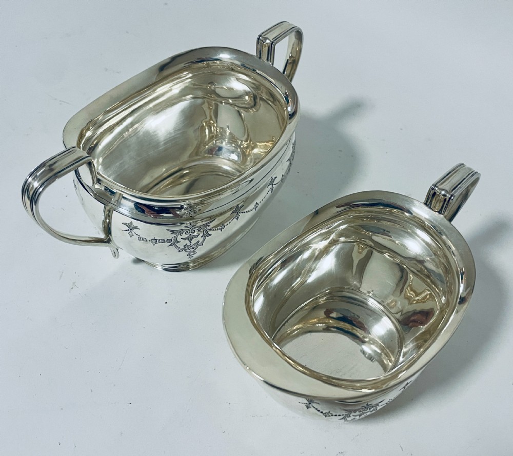 Antique Three Piece Silver Tea Set View XVII